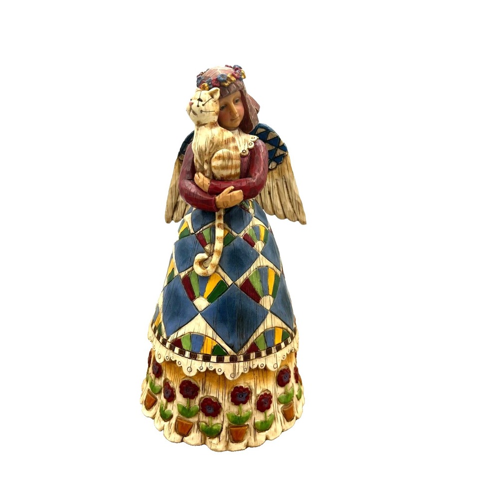 Jim Shore Heartwood Creek Enesco Angel Hugging Cat Kitten Figurine 105170 NO BOX